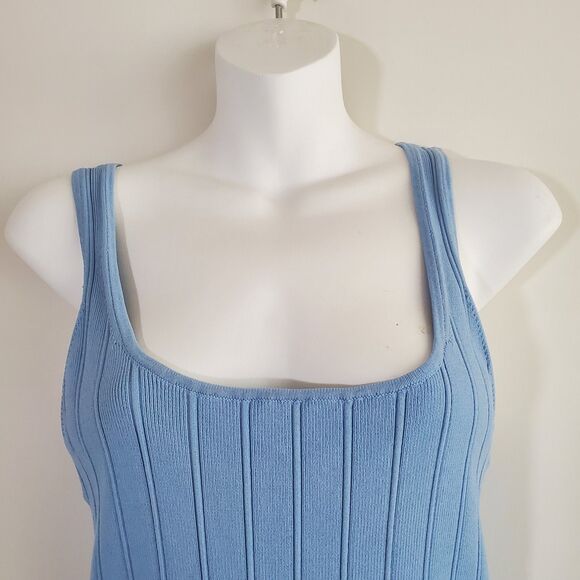 J Crew Women's Tank Top Medium Blue Ribbed Stretchy Casual Capsule Wardrobe - Picture 2 of 11